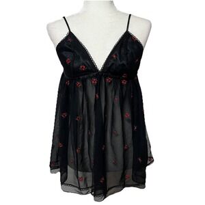 Victoria Secret Vintage Y2K Babydoll Chemise Small 2 Layered Sheer  Mesh Roses